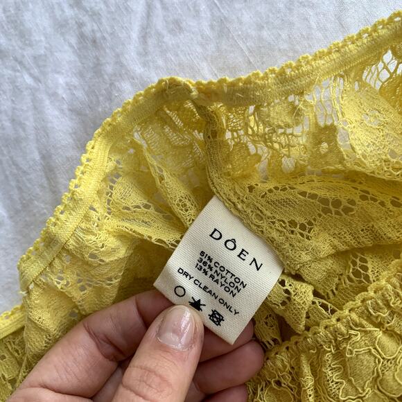 Doen Nandi Lace Sheer Scalloped Pencil Straight Midi Long Skirt Daffodil Yellow - Picture 12 of 15